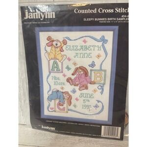 Janlynn Cross Stitch‎ Sleepy Bunnies Birth Sampler